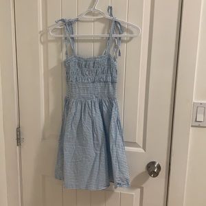 F21 Blue & White Checked Tie Dress Sz S